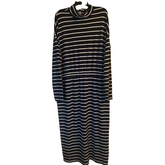 NWT Old Navy Women's Plus Size Dress Navy/White Elastic at Waist Size XXL TALL - Picture 1 of 6